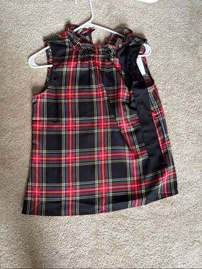 J. Crew Red Black Yellow Plaid Sleeveless Top with Ribbon Detail